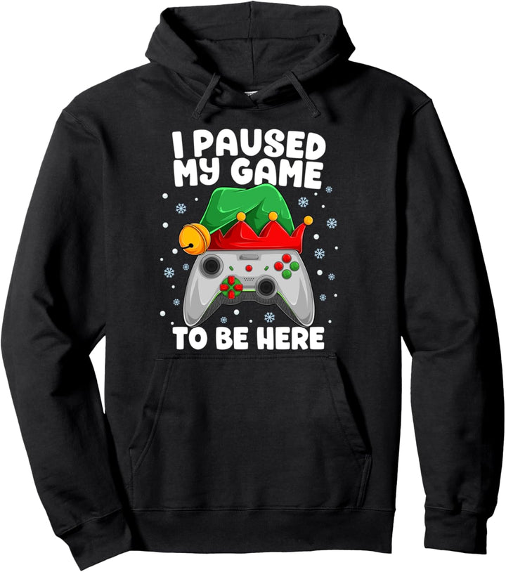 I Paused My Game Christmas Gamer Videospiele Elf Xmas Pullover Hoodie