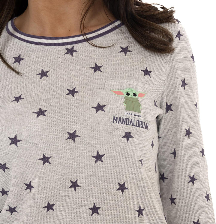 Wingwalker Damen Disney Star Wars Pyjamas Frauen Die Mandalorian Waffle PJs M Grau, M Grau