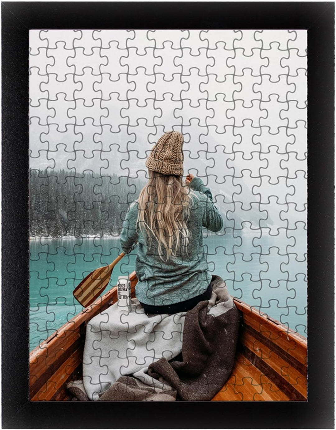 Rahmendesign24 Puzzlerahmen Milano für Puzzle ca. 500-1000 Teile 37.5x98cm 98x37.5cm Schwarz (Hochgl