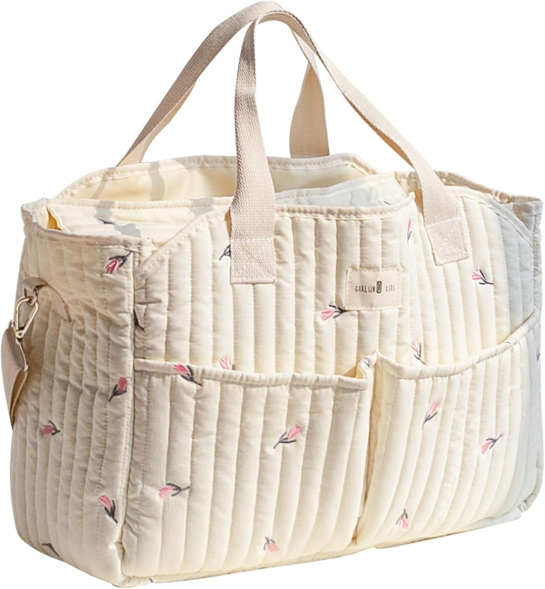 Gesteppte Babytasche, grosse Wickeltasche für unterwegs, vielseitige Schultertasche, 42 x 28 x 16 cm