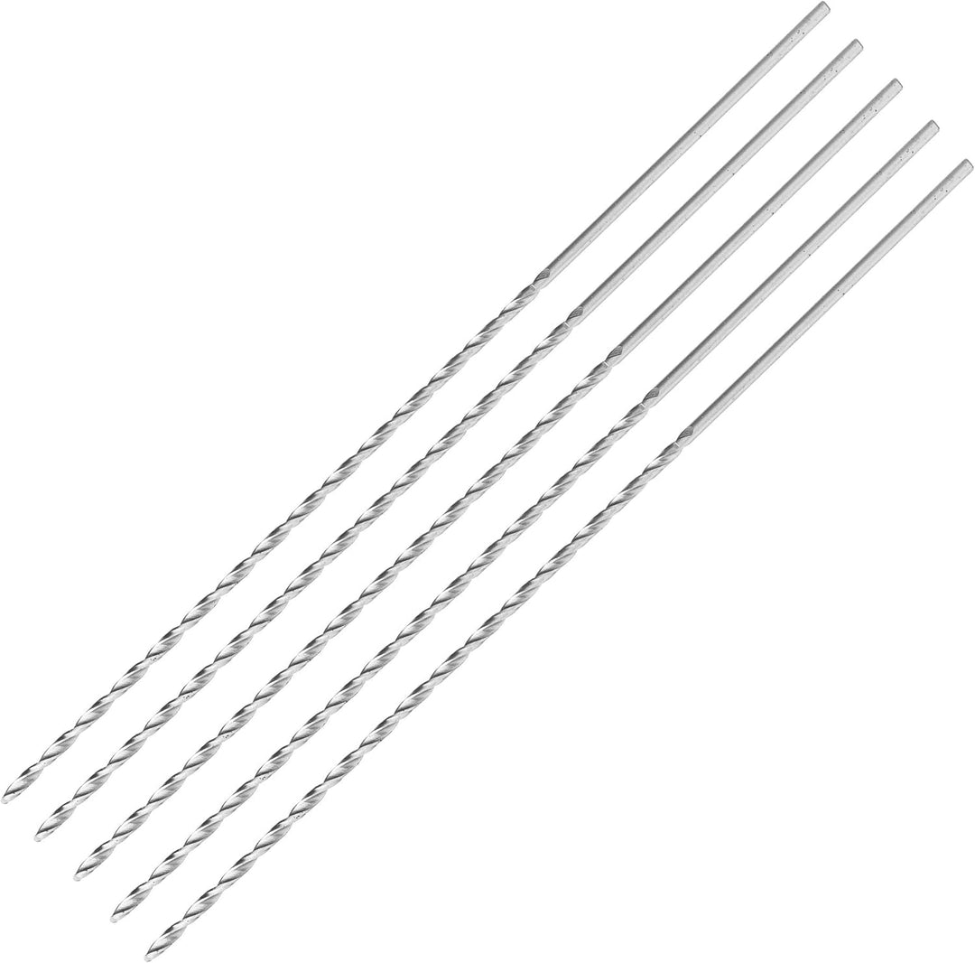 ENT 50402 Holzspiralbohrer Ø 2 mm im 5er-Pack, extra lang 150mm, HSS-G, mit Zentrierspitze und Vorsc