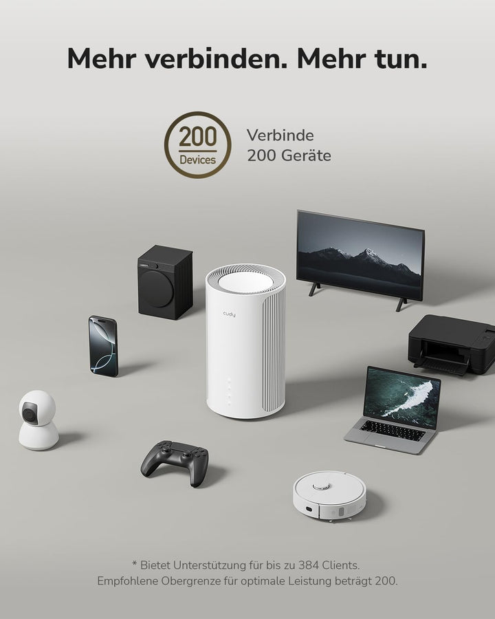 Cudy Tri-Band WiFi 7 BE11000 Whole Home Mesh System, 6-Stream 10 Gbit/s, 4 × 2,5G Ports, MU-MIMO, Mu