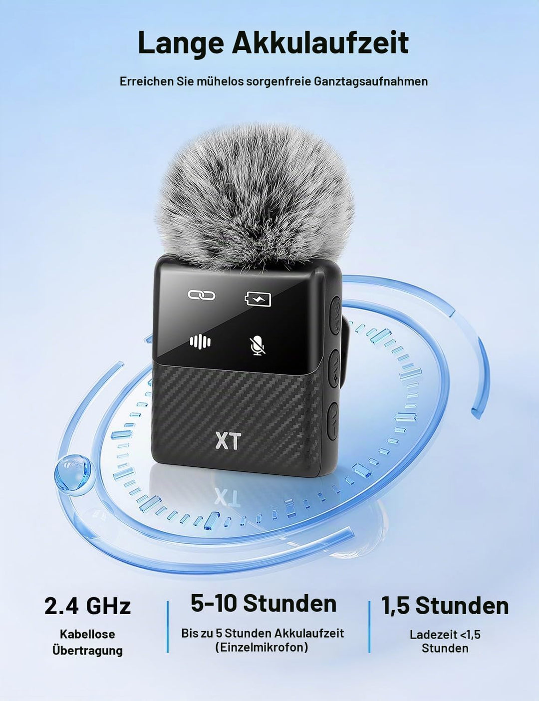 Mini kabelloses Ansteck mikrofon für iPhone, iPad, Android Handy –Geräuschunterdrückung, Plug &amp; Play