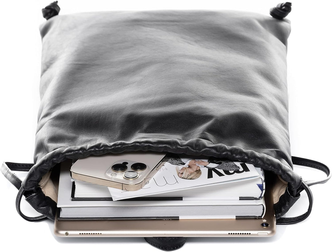 FEYNSINN BERLIN Rucksack NIK aus Premium Leder I Lederrucksack für Herren und Damen I Rucksack schwa