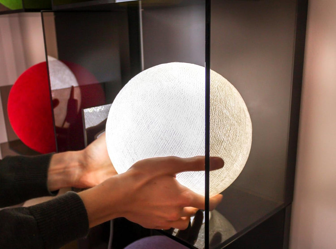 CREATIVECOTTON LED handgearbeitete Stehleuchte mit Lampenschirm aus Baumwolle (Weiss, 25 cm) Weiss 2