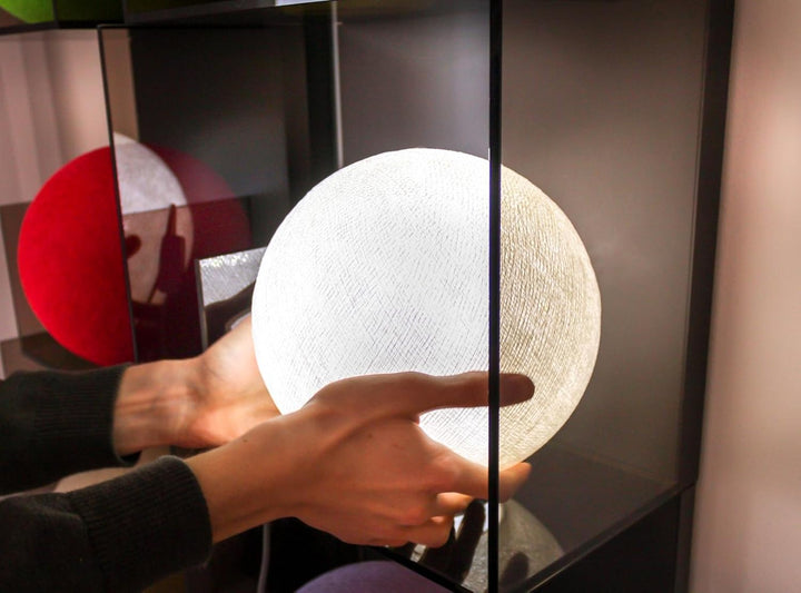 CREATIVECOTTON LED handgearbeitete Stehleuchte mit Lampenschirm aus Baumwolle (Weiss, 25 cm) Weiss 2