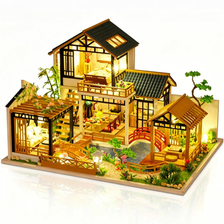 Cuteefun DIY Miniatur Puppenhaus Kit zum BAU Miniatur Haus mit Musik Möbeln und Werkzeugen Selber Ba