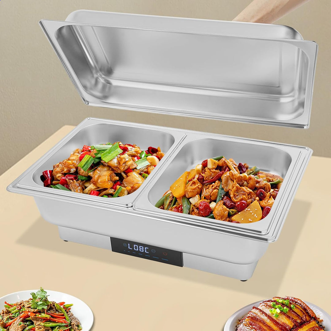 Elektrisches Buffetwärmer Speisenwärmer Chafing Dish Buffet Server Edelstahl Speisenwärmer mit Tempe