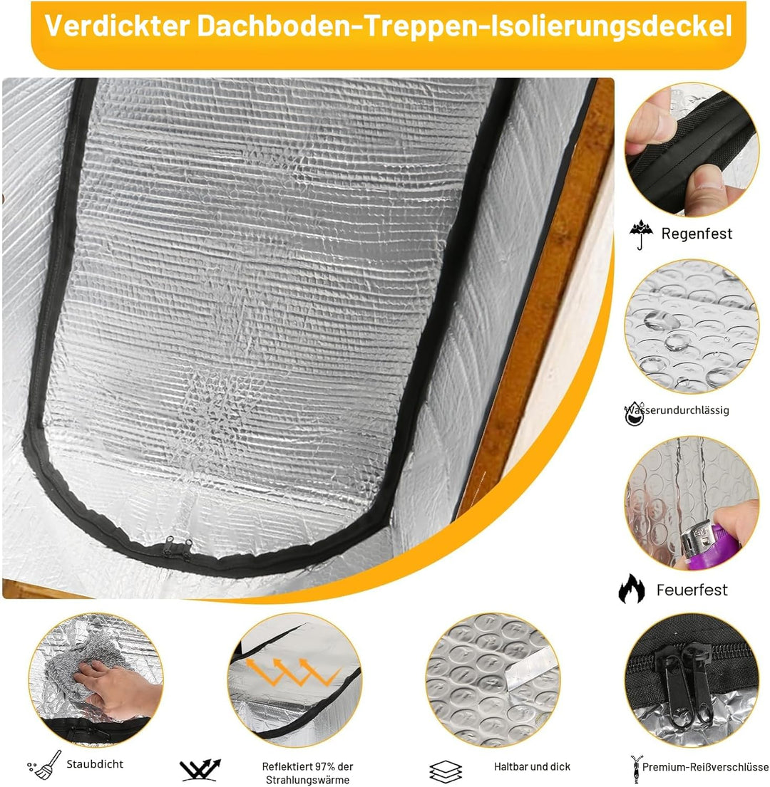Dachbodentreppen Isolierung Abdeckung 137 x 63 x 28 cm, Dachluke Leiter Dämmung Feuerfest mit Wasser