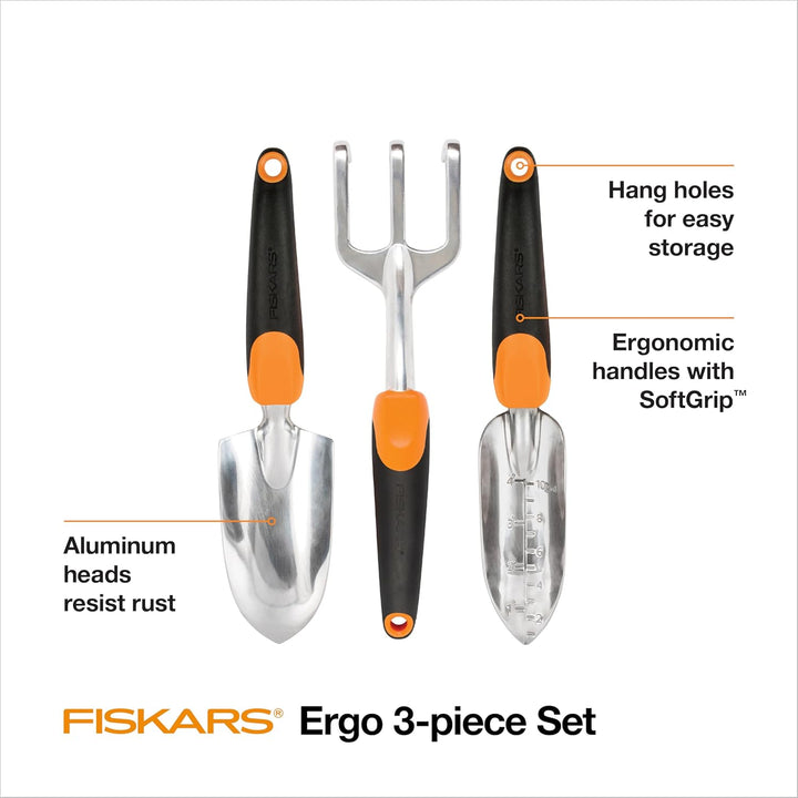 Fiskars Ergo Gartenwerkzeug-Set Recyclable Package schwarz/orange, Recyclable Package