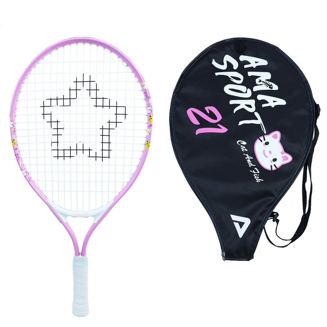 AMA SPORT - Junior-Tennisschläger für Kinder von 2–12 Jahren – Jungen & Mädchen – mit Nylon-Tragetas