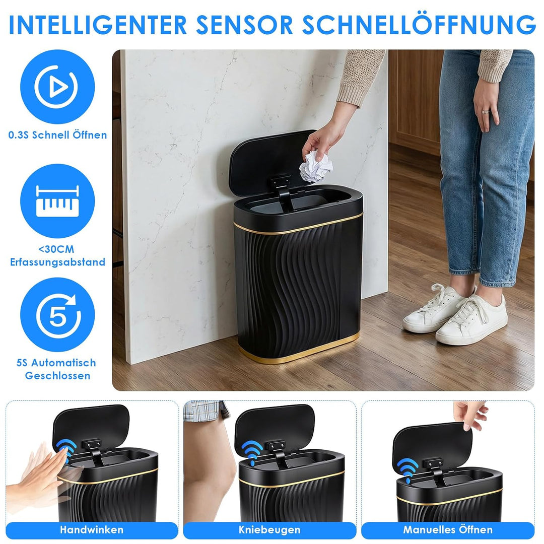 Dreamhigh 8L Mülleimer Mit Sensor, Sensor Mülleimer mit Deckel, Elektrischer Mülleimers Luftdichter,