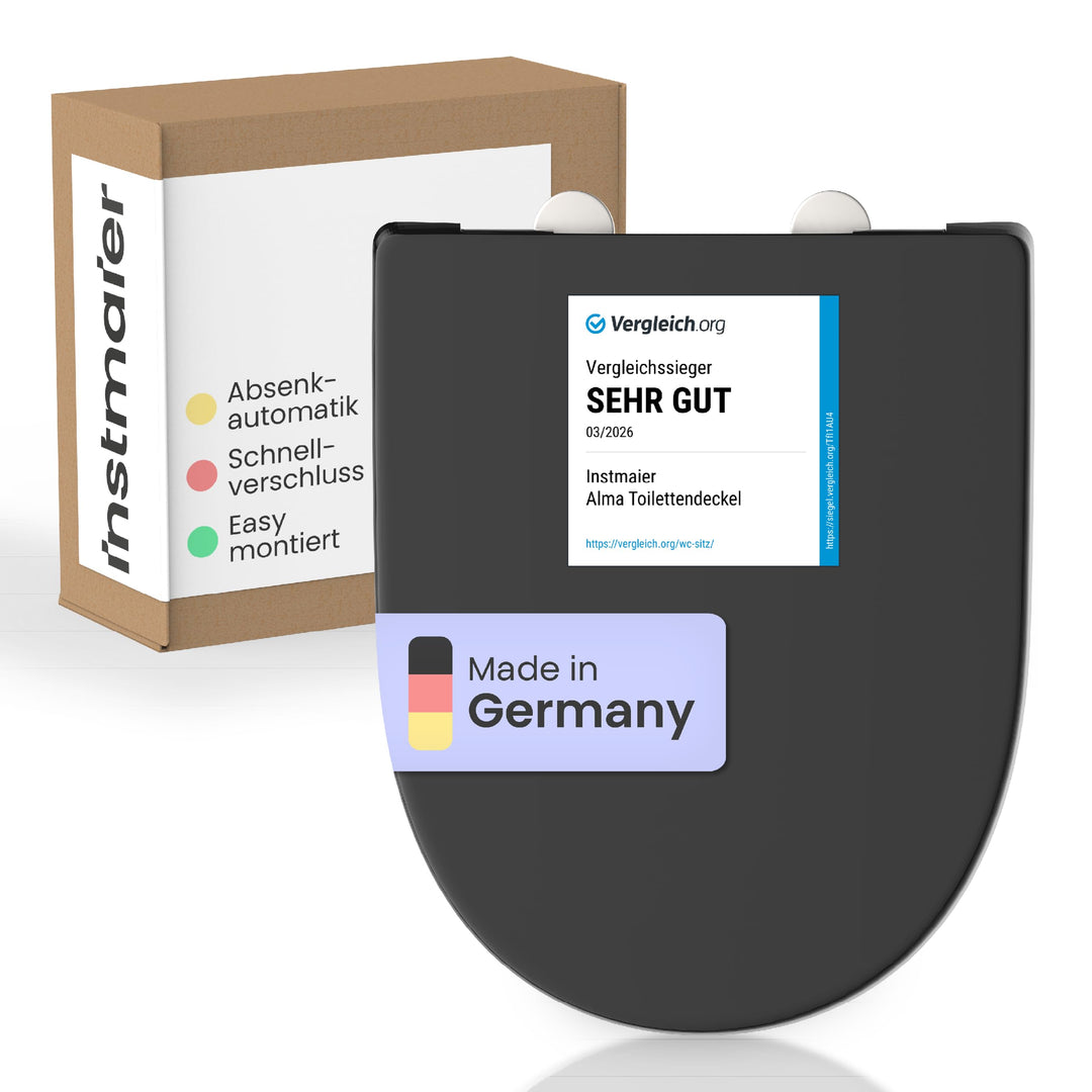 instmaier | D-Form | Toilettendeckel mit Absenkautomatik | schwarz glänzend | Made in Germany | Toil