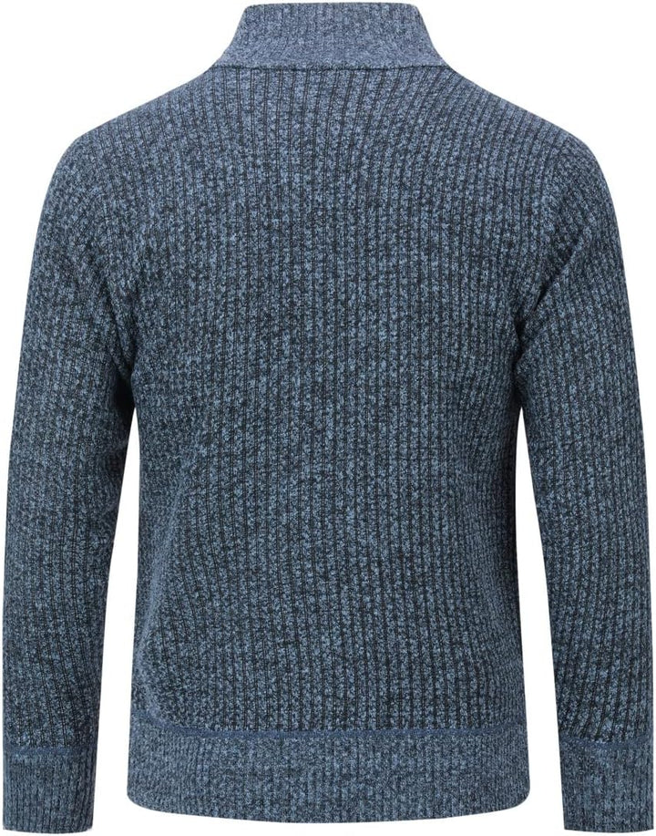 YOUTHUP Herren Strickjacke mit Stehkragen Fleecejacke Warm Übergangsjacke Reissverschluss Pullover M