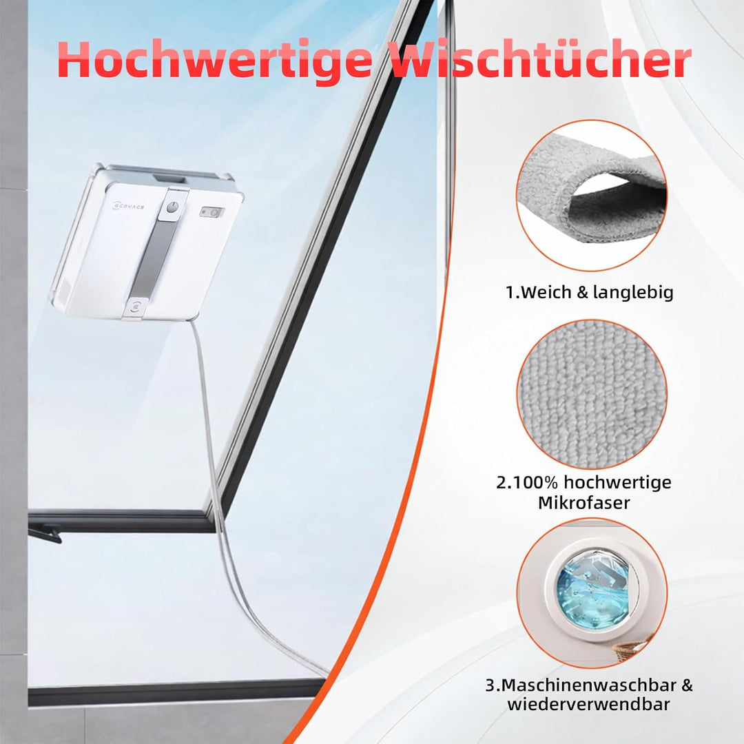 16 Stück Reinigungstücher für ECOVACS WINBOT Mini2 Fensterreiniger Roboter – Waschbare Mikrofaser Er