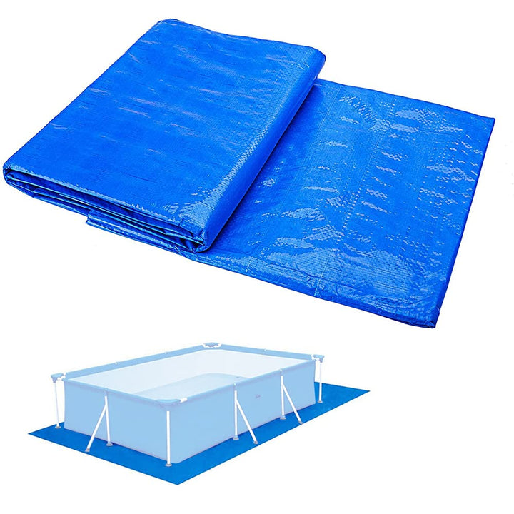 Ruolin Pool Bodenplane Blau, Wasserdichtes Poolunterlage Rechteckig Faltbares Bodenschutzmatte Schwi