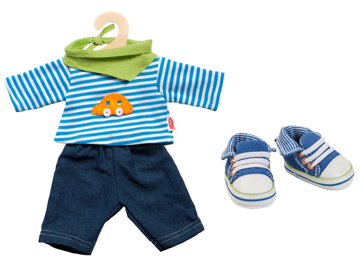 Heless Jeans mit gestreiftem Hemd Set "Jeans mit Streifenshirt und Sneaker", Set "Jeans mit Streifen