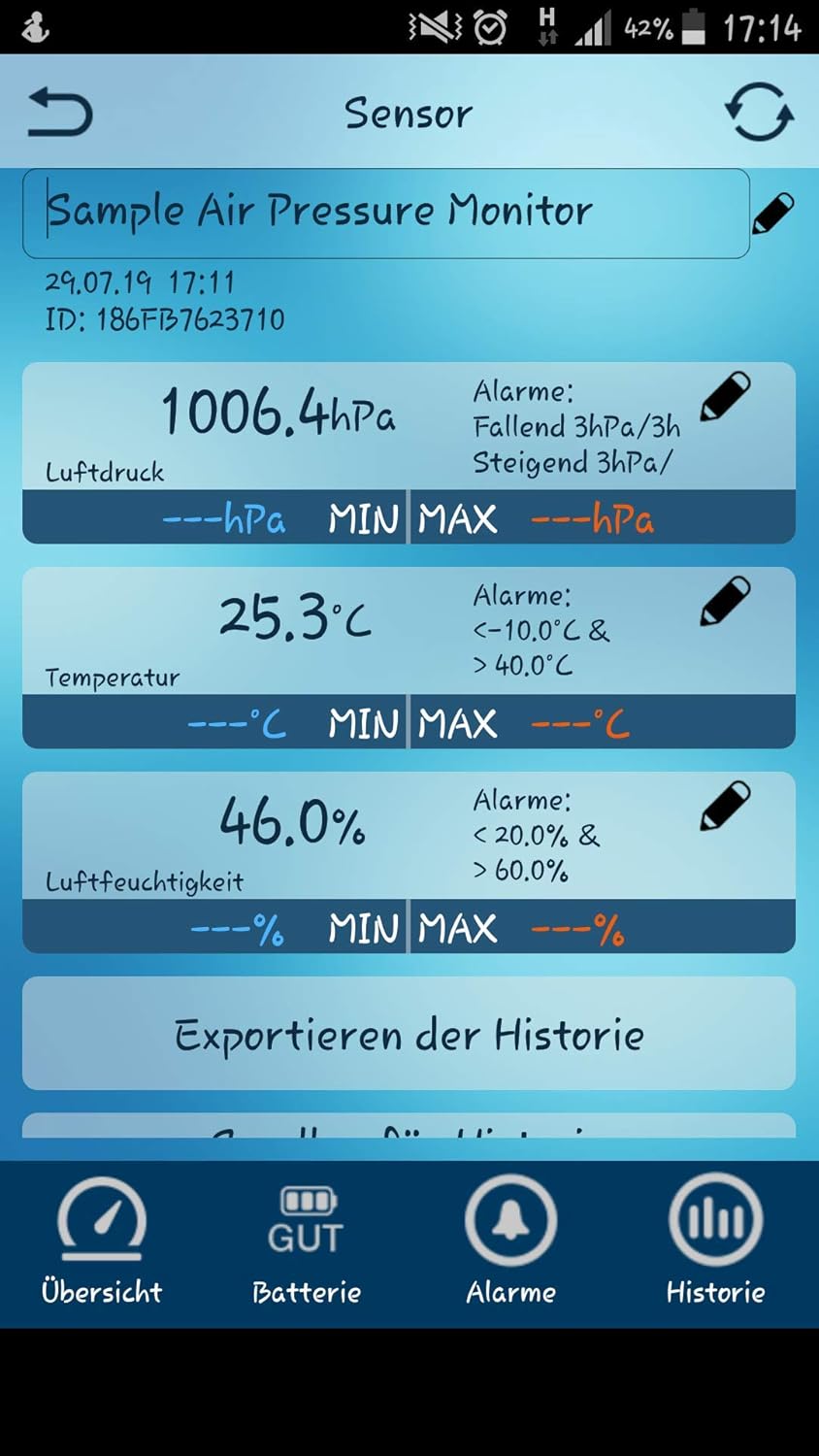 Technoline Mobile Alerts Luftdruckmesser/Barometer MA10238 mit Innentemperatur, Silber-Anthrazit