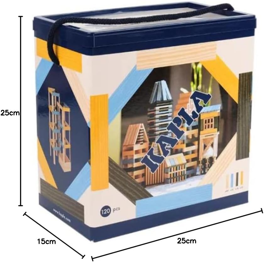 KAPLA - Baukasten mit 120 bunten Holzbrettchen (Natur, Hellblau, Gelb, Grün) , Spiele & Holzspielzeu