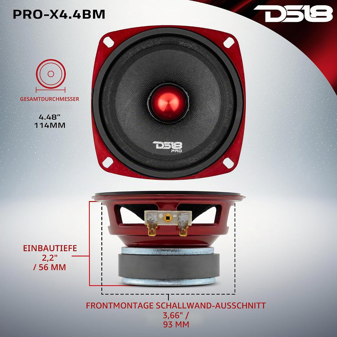 DS18 PRO-X4.4BM PRO Series Midrange Kugel Lautsprecher - Set von 1-4" 4 Inches