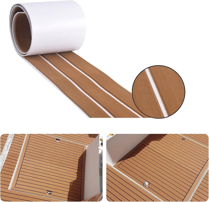 SenMore Eva Teak Selbstklebender Schaumboot Yachtboden rutschfeste Matte Marine Deckbeschläge für Bo