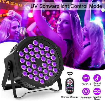 schwarzlicht strahler bühnenlicht 36 led UV strahler für party mit Fernbedienung DMX512 partylicht m