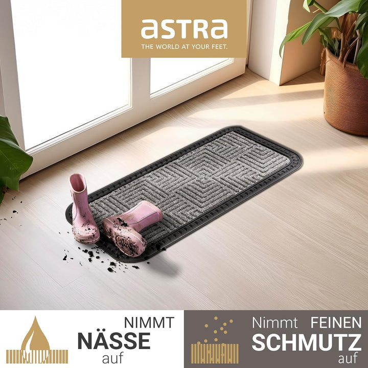 Astra Fussmatte Aussen & Innen - 3er Set 25x60 cm Silber Muster - Sauberlauf Türmatte rutschfest - S