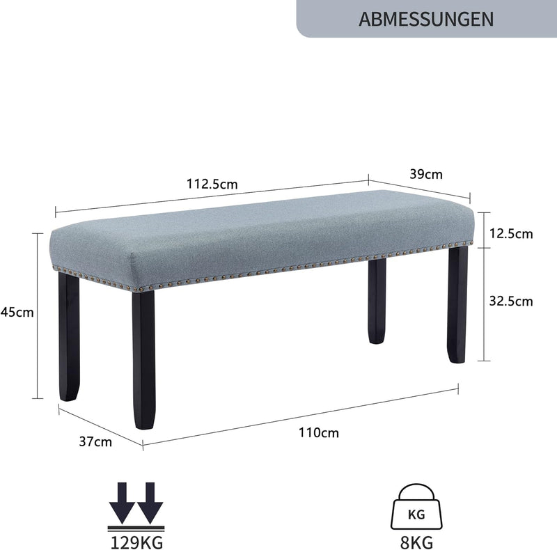 Duhome Sitzbank Flur, Gepolstert Polsterbank mit Leinenbezug Schminkbank Bettbank Fusshocker mit Hol