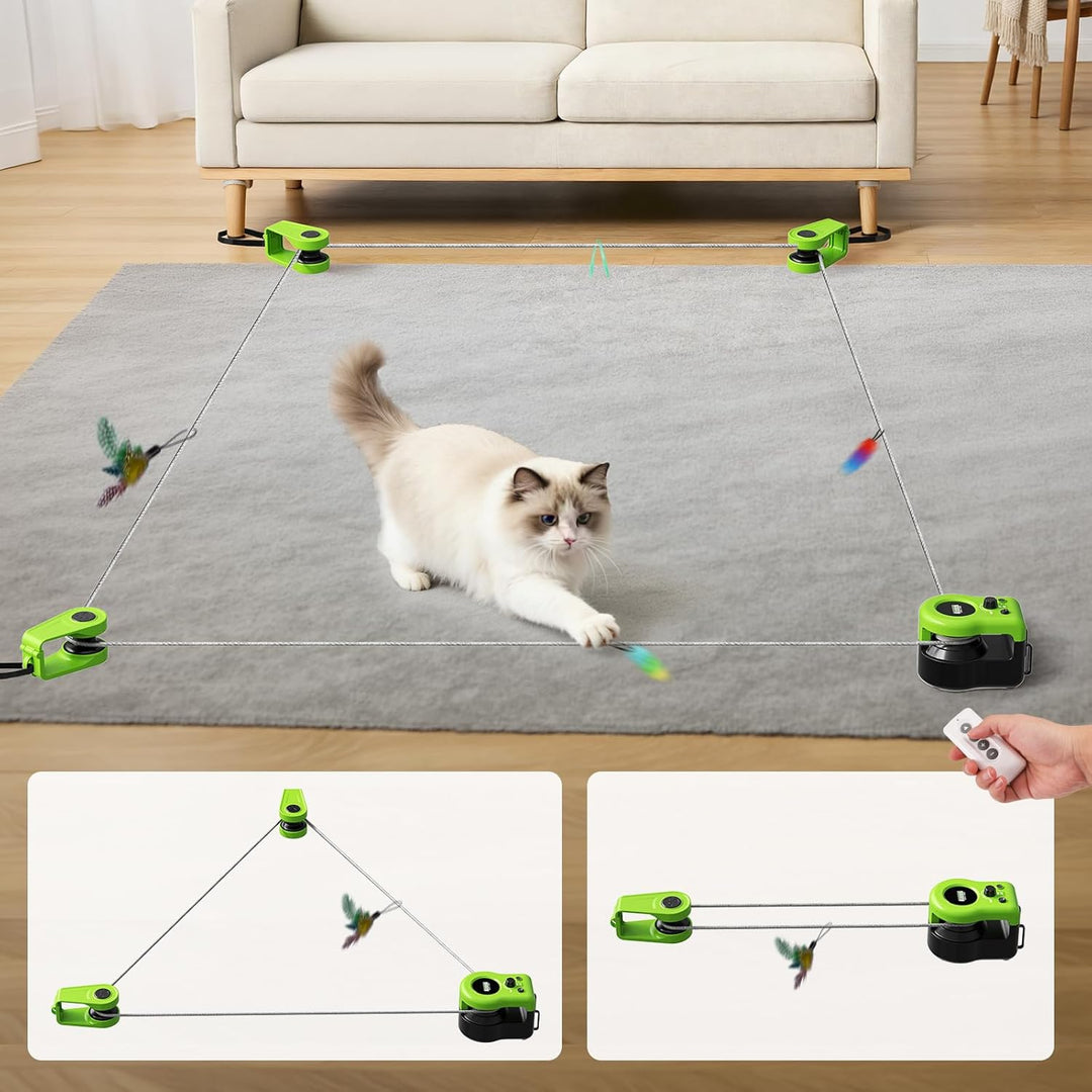 Interaktives Katzenspielzeug für Drinnen, Laufband, automatisch/ferngesteuertes Katzenspielzeug, ein