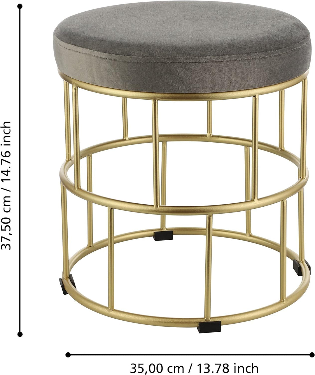 EGLO LIVING 2er Set Hocker Mashike, Elegante Sitzhocker, runde Couch Beistellhocker, Pouf aus Samt i