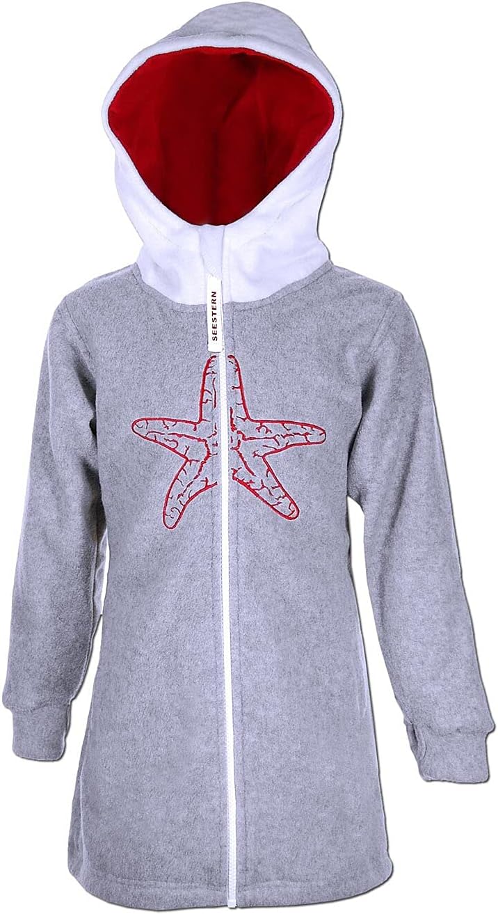 SEESTERN Kinder Kapuzen Fleecejacke Fleecemantel Fleece Sweatjacke 116-164/2106.gy Grau - Weiss - Ro