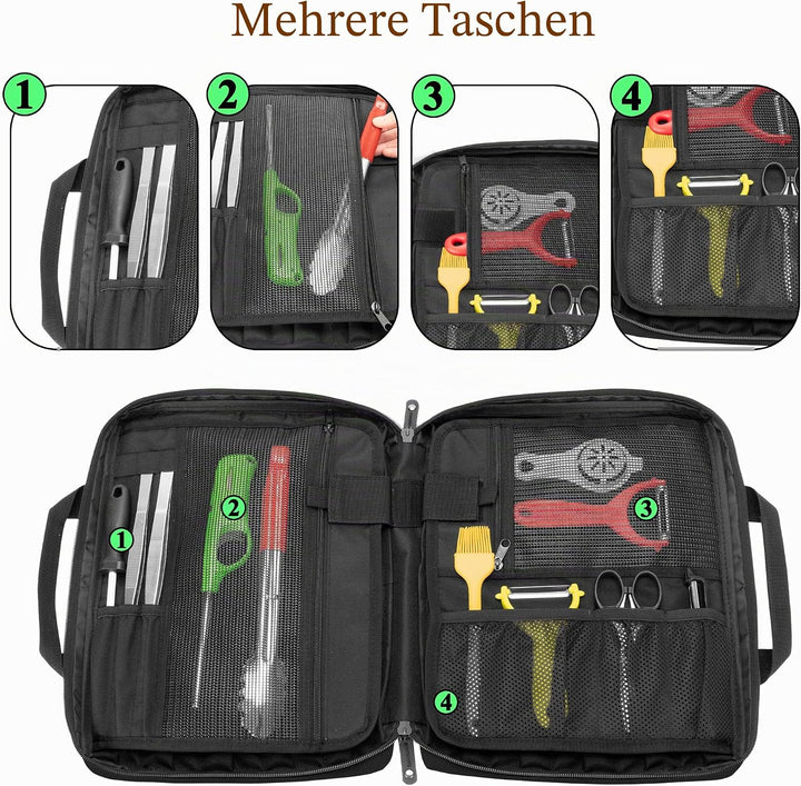 samdew Reise Koch Messer Tasche, Professioneller Messer Aufbewahrungs Tasche für Köche mit 20 Slots