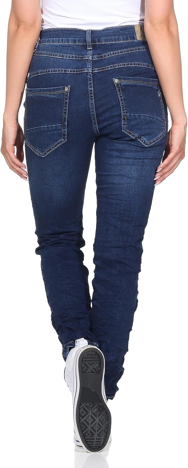 Karostar Denim Hose Sweat Design Jogginghose Boyfriend Jeanshose Stretchjeans Kordelzug 89 36W Dunke