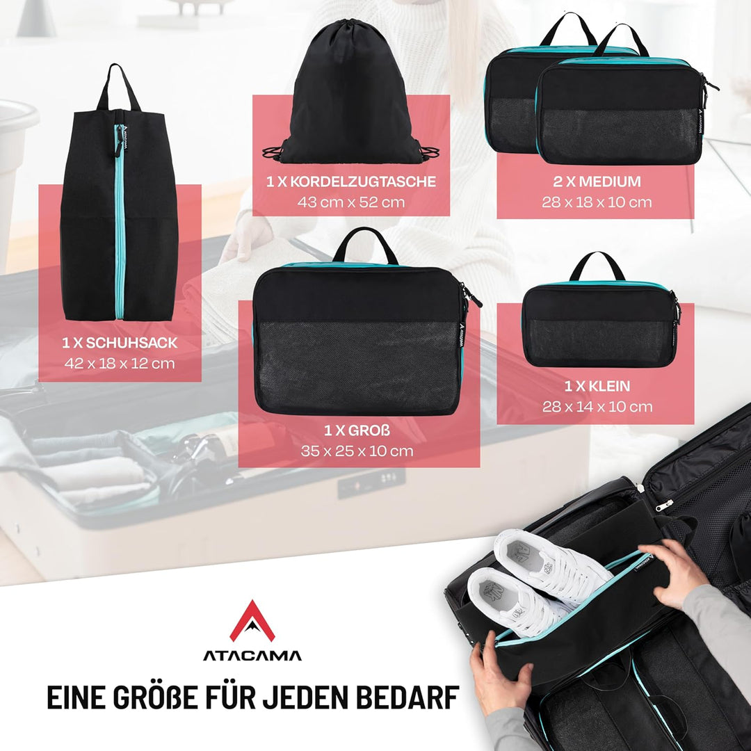 Atacama Premium Kompressions-Packwürfel-Set: Reissverschluss & Dual-Taschen, Packtaschen mit Kompres