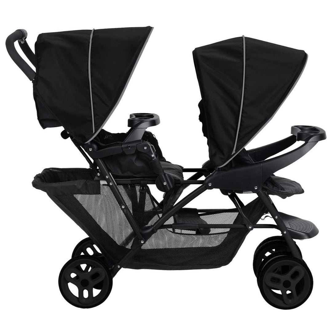 Graco Stadium Duo Geschwisterwagen, Zwillingswagen, 0-15 kg, grosser Staukorb, inkl. Snacktabletts,