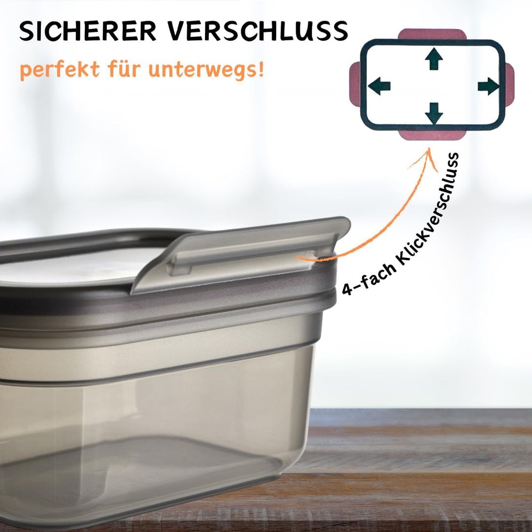 3er Set Aufbewahrungsdosen mit Deckel, luftdicht, auslaufsicher, stapelbar, Vorratsdose, BPA-frei, K