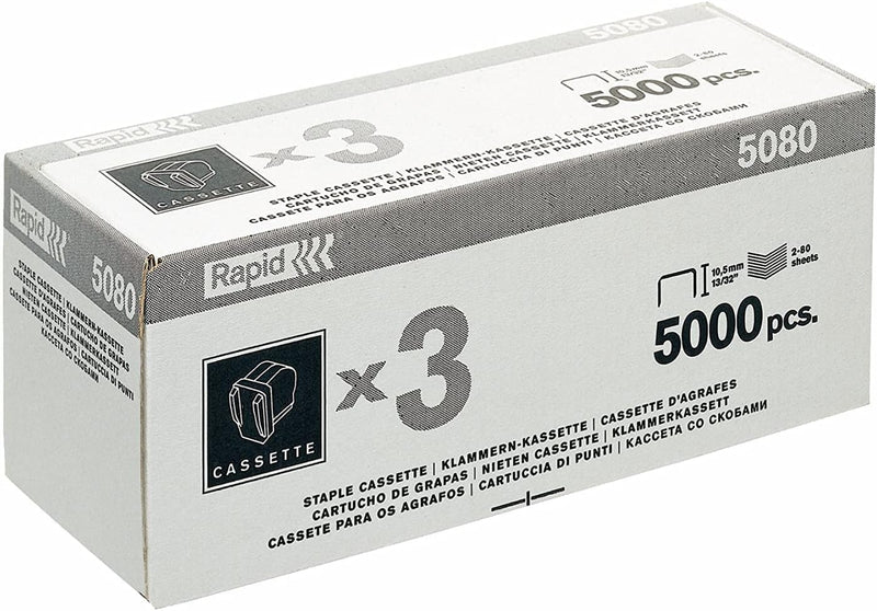 Rapid 20993701 Heftklammer-Kassette 5080, für elektrisches Heftgerät 5080e, 3x5000 Stück 15000 Piece