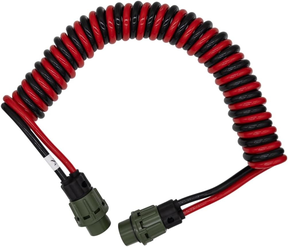 2 polig NATO Elektrowendel, 2 x 35 mm², 4 Meter NATO Wendel, 12V/24V NATO Spiralkabel, 2 x NATO Stec