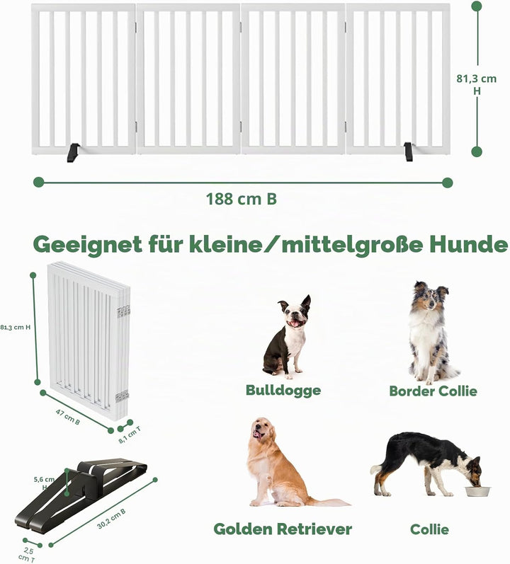 Hundegitter, hohe, freistehende Hundegitter für Türen, 4 Paneele (weiss) Weiss 4 Panel - 74"Wide 32"