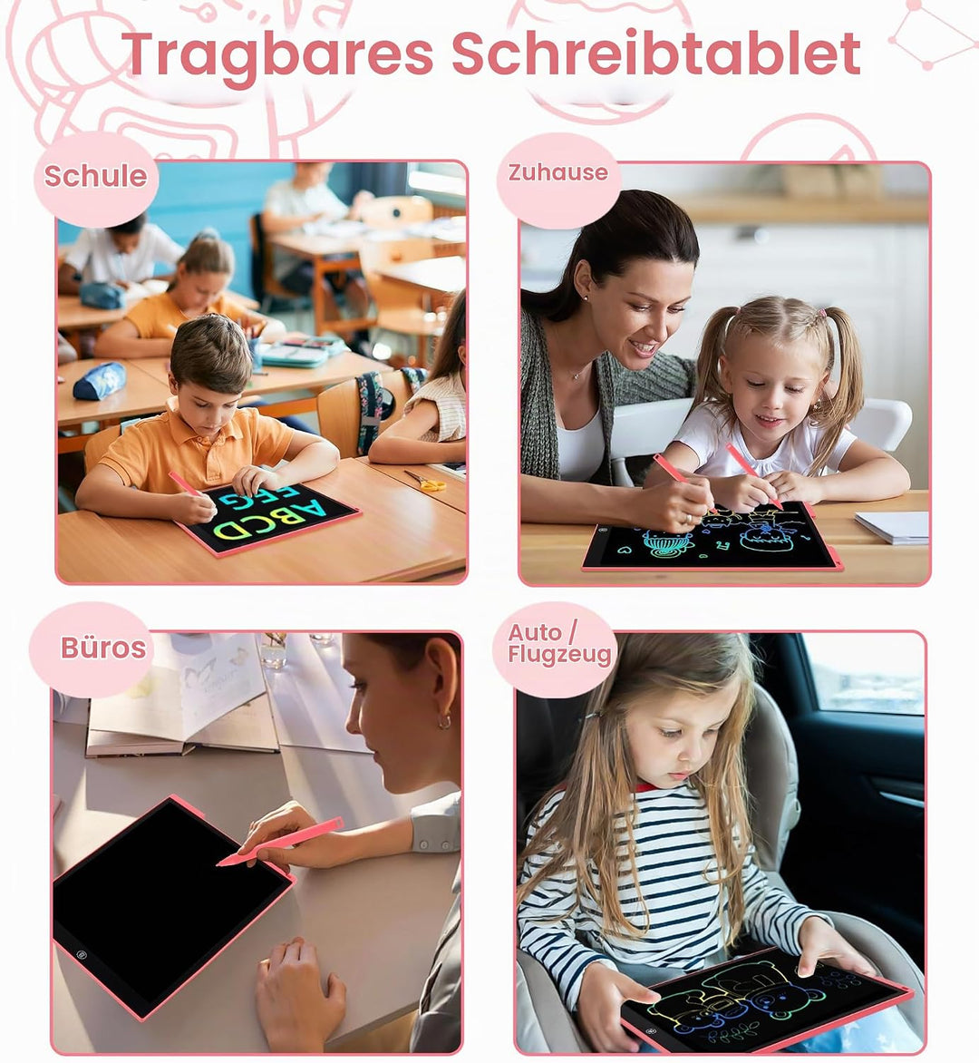 Bunte LCD Schreibtafel, 15 Zoll LCD Schreibtablett für Kinde, Maltafel Kinder Elektronisch Spielzeug
