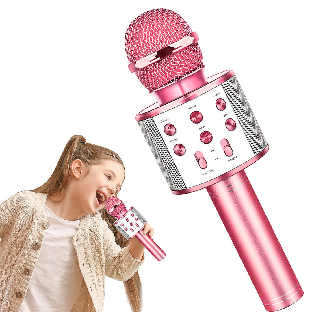GeschenPark Mikrofon Kinder, Bluetooth Karaoke Mikrofon Geschenk Mädchen 3-12 Jahre Spielzeug Mädche