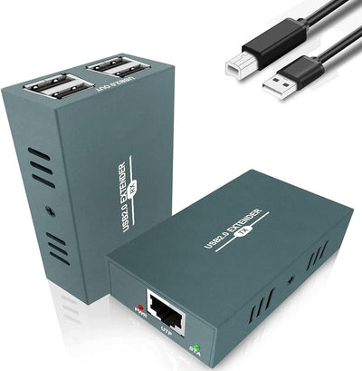 GREATHTEK USB 2.0 Extender, USB over Ethernet Cat 5e/6/7 up to 50m/165ft, 4 Hubs USB Extender Rj45,