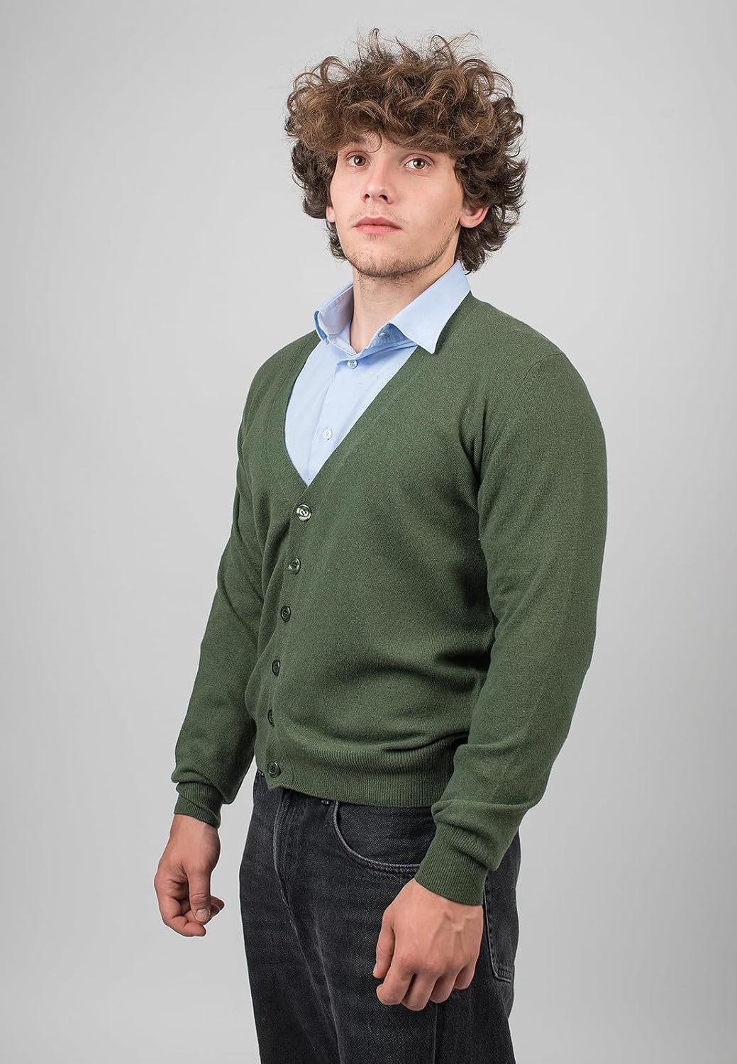 Dalle Piane Cashmere - Strickjacke aus gemischtem Kaschmir, Made in Italy - Herren L Khaki, L Khaki