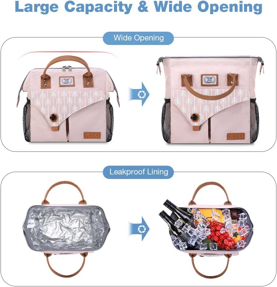Lekesky Kühltasche Damen Lunchtasche Isolierte für Frauen Auslaufsichere weit geöffnete Lunchbox, 11