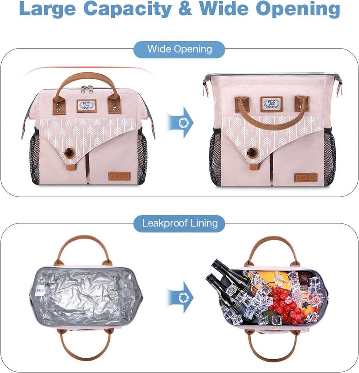 Lekesky Kühltasche Damen Lunchtasche Isolierte für Frauen Auslaufsichere weit geöffnete Lunchbox, 11
