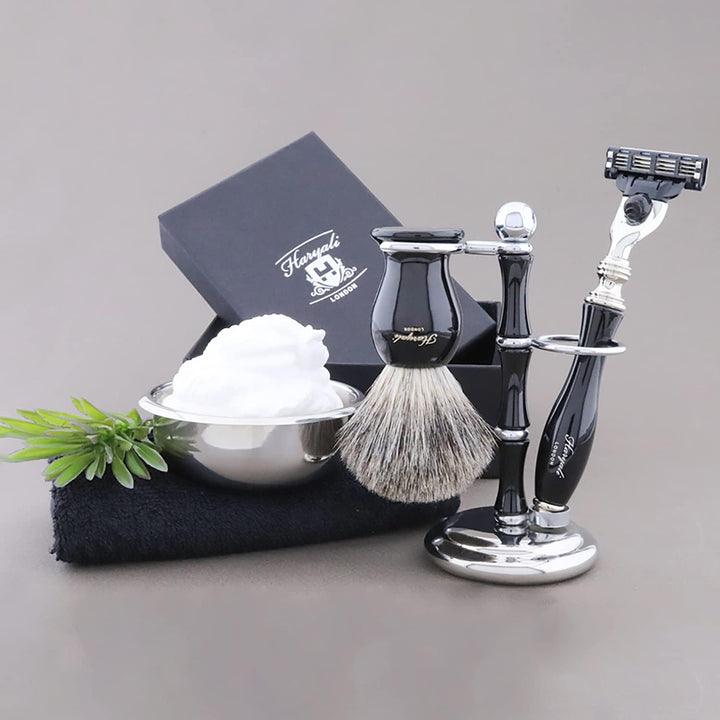 JAG SHAVING GERMANY Das Luxus-Kit-Set für Männer mit Nassrasur enthält Rasiermesser, schwarze Dachsh