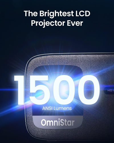 OmniStar L80 Beamer, 1500 ANSI Lumen, Heimkino Video Beamer Full HD 1080P, 4K-Unterstützt, Autofokus