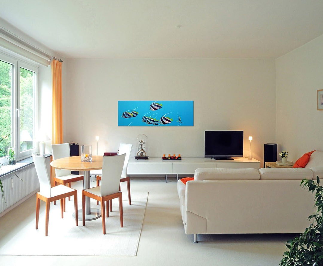 Wandbild auf Leinwand als Panorama in 150x50cm Rotes Meer Unterwasser Fische exotisch