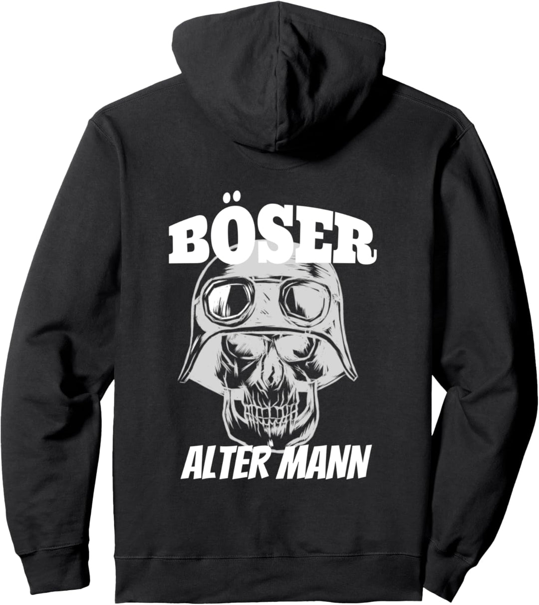 Retro Biker Böser alter Mann als Totenkopf Schädel Skull Pullover Hoodie