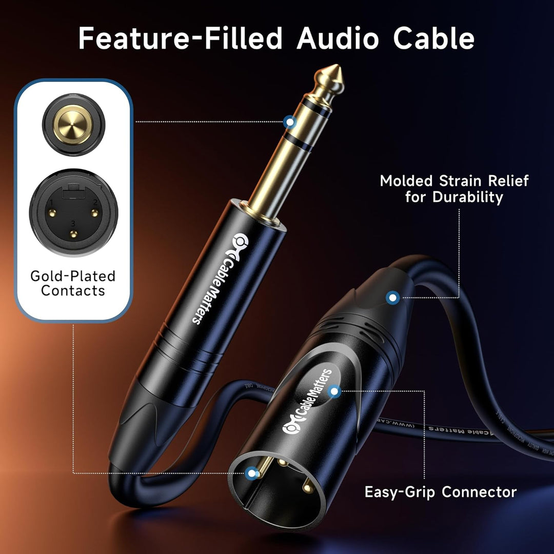 Cable Matters 6,35 mm (1/4 Zoll) TRS auf XLR Kabel 3 m - Stecker auf Stecker 10 ft, 10 ft
